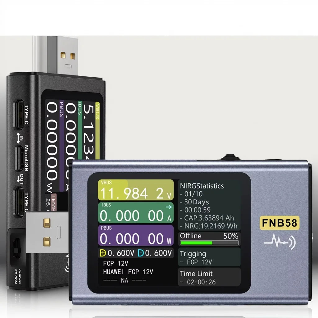 FNIRSI-FNB58 Digital Voltmeter Ammeter &ndash; Fast Type-C Charge Detection