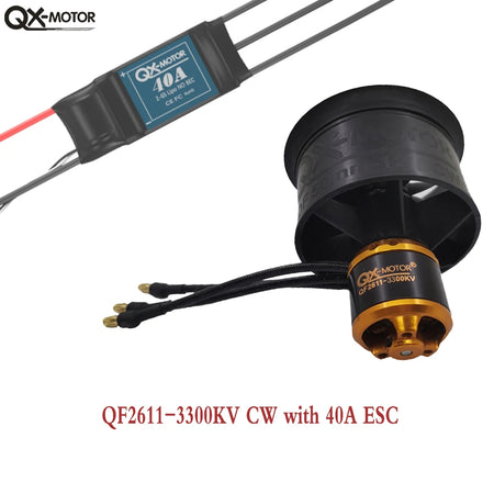 QX-MOTOR 50mm EDF QF2611 12 Blades Ducted Fan &ndash; Low Noise 3300kv CW 40A ESC