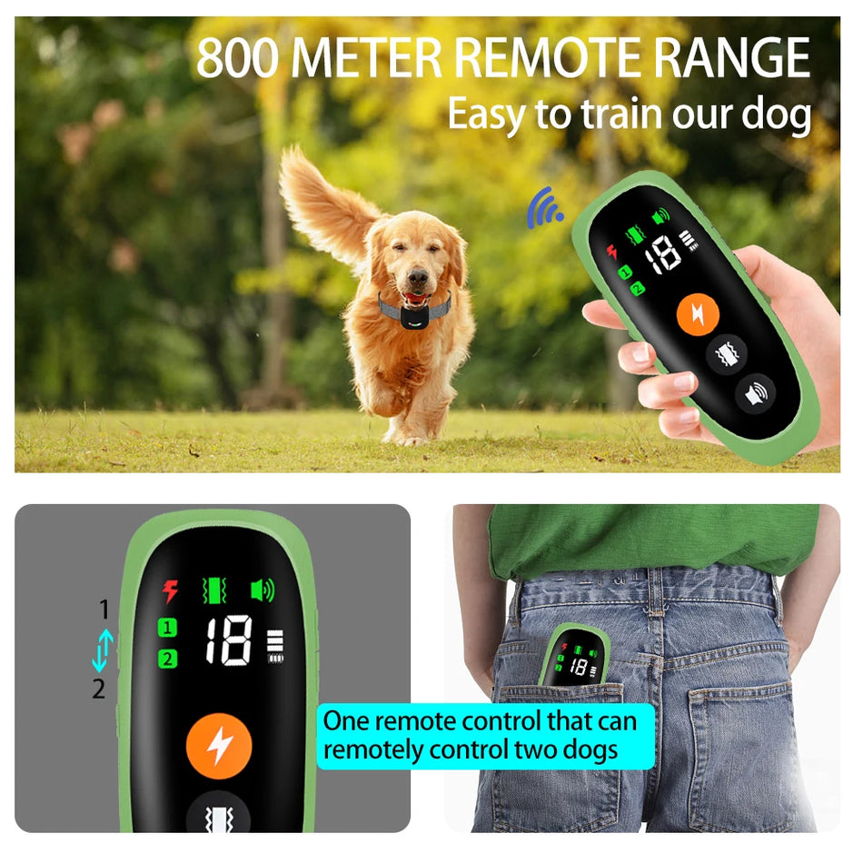 800m Electric Dog Training Collar &ndash; LCD Display Remote