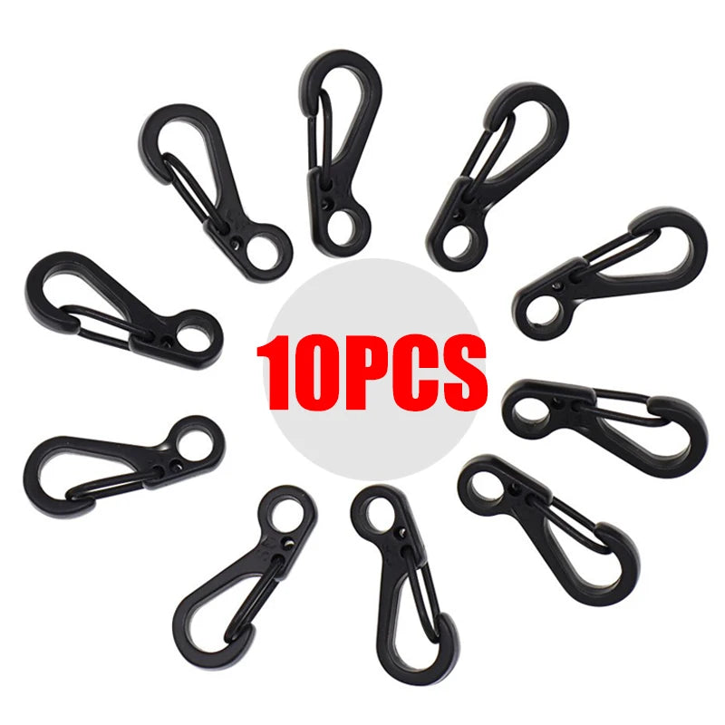 10-Pack Mini Aluminium Alloy Carabiners - Durable EDC Keychain &amp; Camping Hooks Black - 10PCS