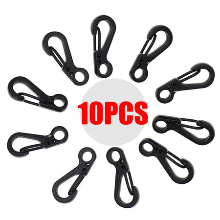 10-Pack Mini Aluminium Alloy Carabiners - Durable EDC Keychain &amp; Camping Hooks Black - 10PCS