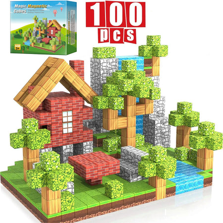 100pcs Magnetic Building Blocks Set for Kids - STEM Montessori Sensory Toys for Toddlers Ages 6+ - Perfect Gift for Boys and Girls