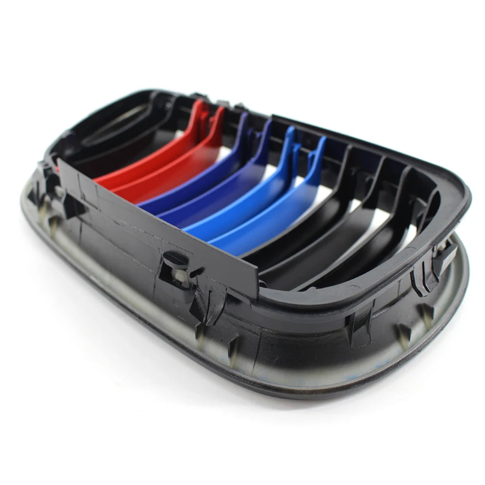 Grille de pare-chocs avant à double lamelles noire brillante pour BMW E46, fabriquée en plastique ABS