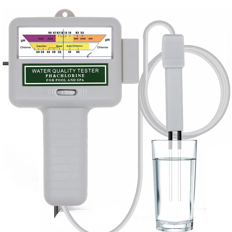 2-in-1 Pool Water Tester Pen for pH and Chlorine Dual-Needle
