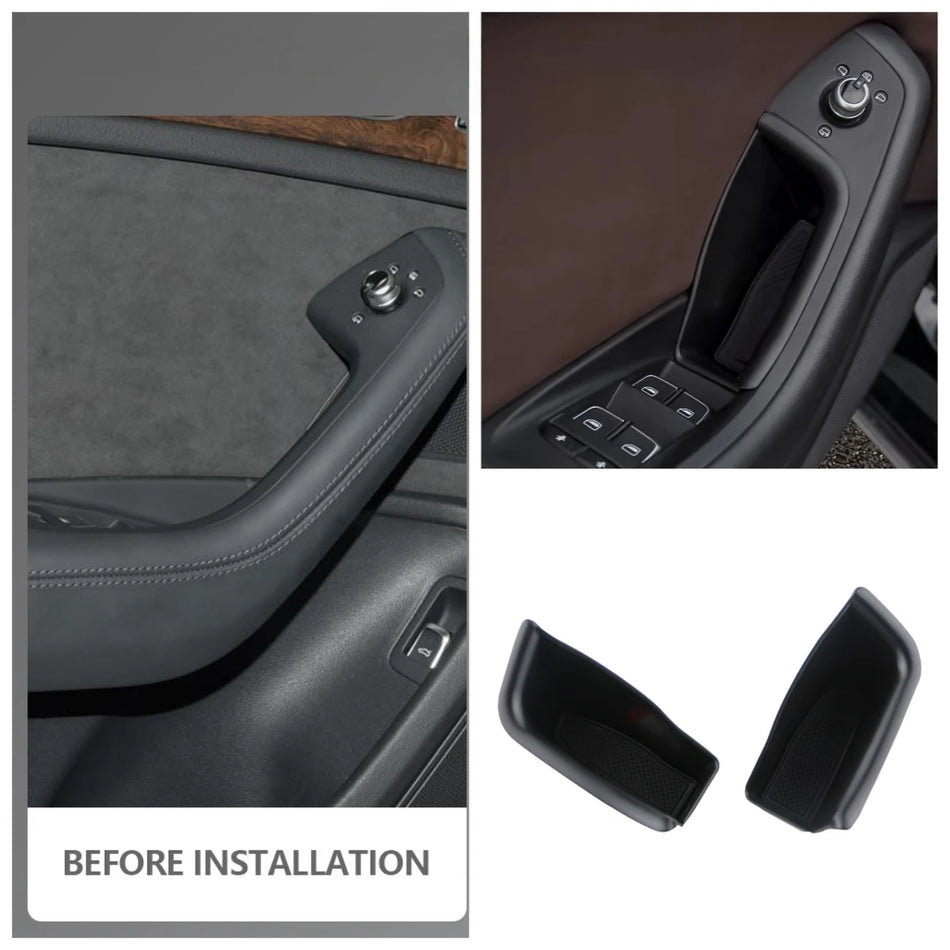Boîte de rangement de porte pour Audi A6L/A6 portes avant support de porte intérieur 2 pièces finition noire