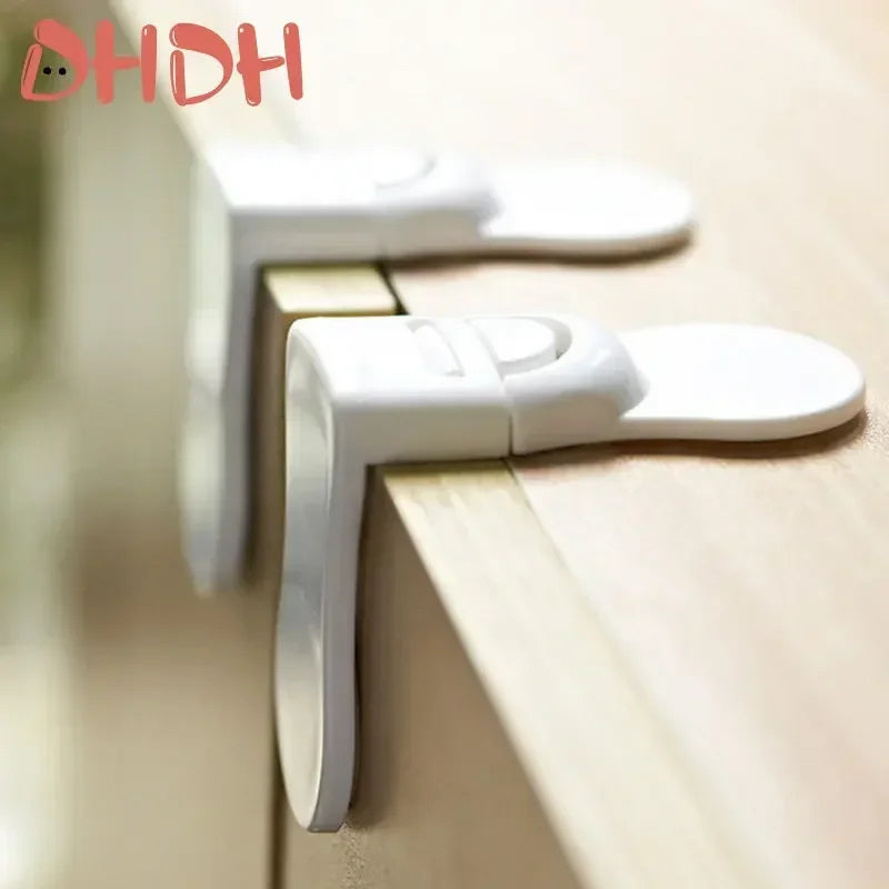 Baby Safety Drawer and Cabinet Locks - Anti-Pinch, White Plastic