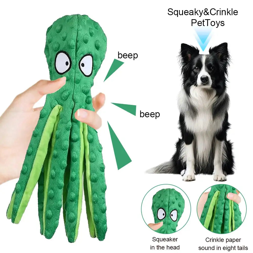 2Pcs Octopus No Stuffing Squeaky Plush Puzzle Dog Toy