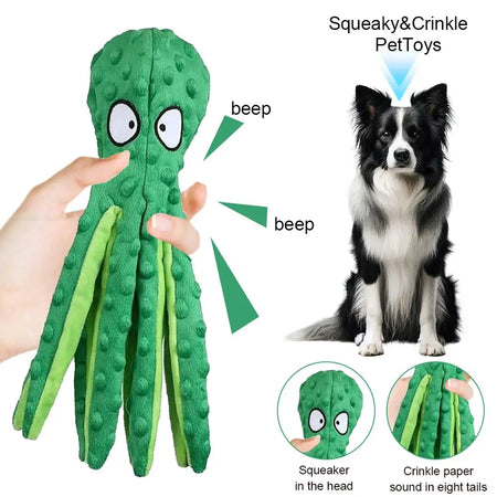 2Pcs Octopus No Stuffing Squeaky Plush Puzzle Dog Toy