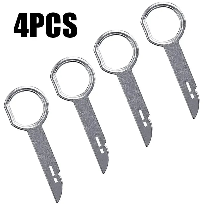 4PCS Car Radio Removal Tool - Easy Stereo Release &amp; Install Silver x4