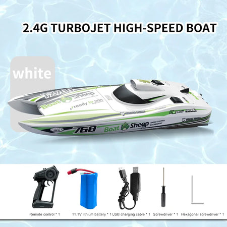 TX768 RC Boat &ndash; High Speed Brushless 45 KMH RC Speedboat WHITE