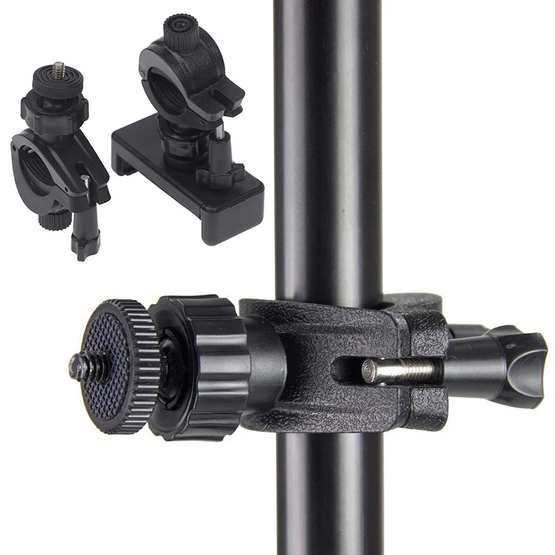 SLR Camera Phone Holder for Circular Lamp Tripod - 360&deg; Rotating Bracket