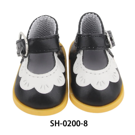 Charming 5.5CM PU Leather Mini Doll Shoes with Heart Bow for 14-Inch Dolls SH-0200-8