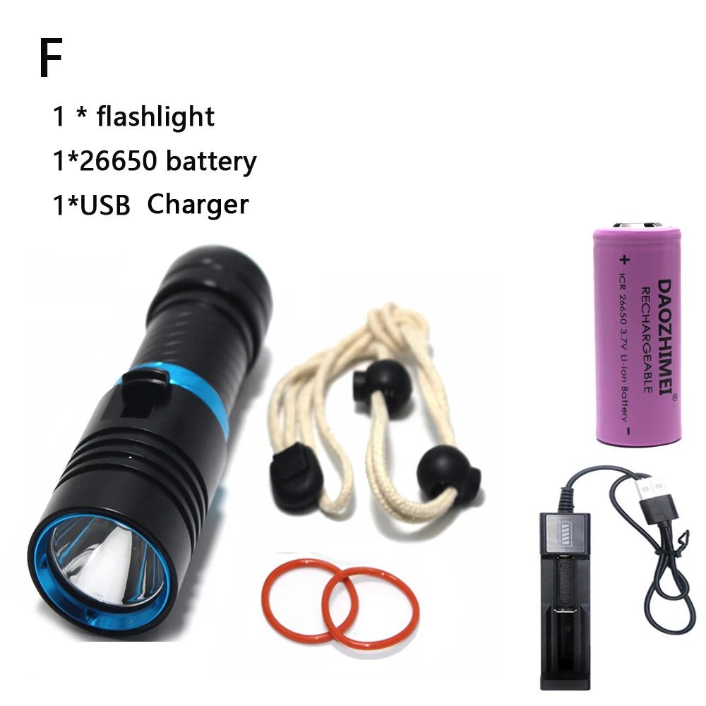 Waterproof IPX8 Diving Flashlight &ndash; Ultra-Bright LED with 100 Meter Range
