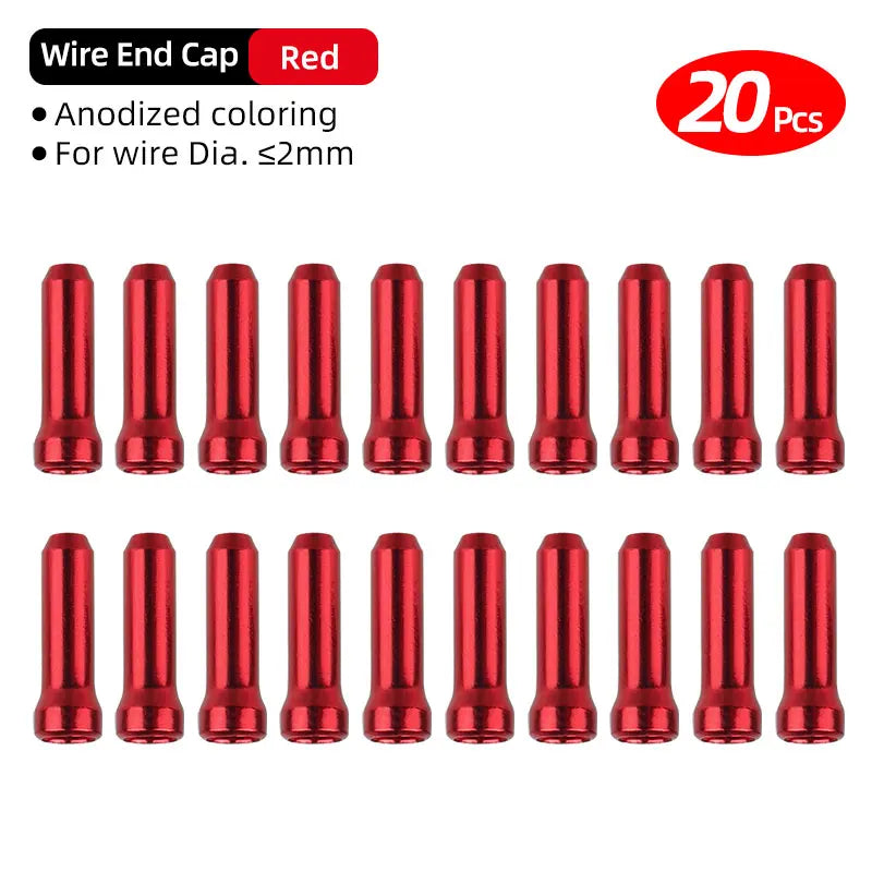 Deemount Alloy Caps &ndash; Lightweight and Durable Bicycle Cable End Solution Red 20pcs / CHINA