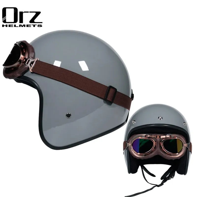 OrzChoice Retro Open Face Helmet &ndash; DOT Approved Open Face