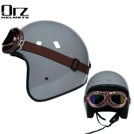 OrzChoice Retro Open Face Helmet &ndash; DOT Approved Open Face