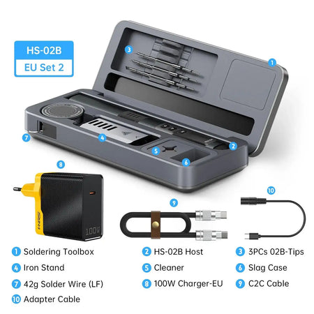 Fnirsi HS02 Adjustable Soldering Iron 100W 100 To 450C PD HS-02B-TOP-Box-EU