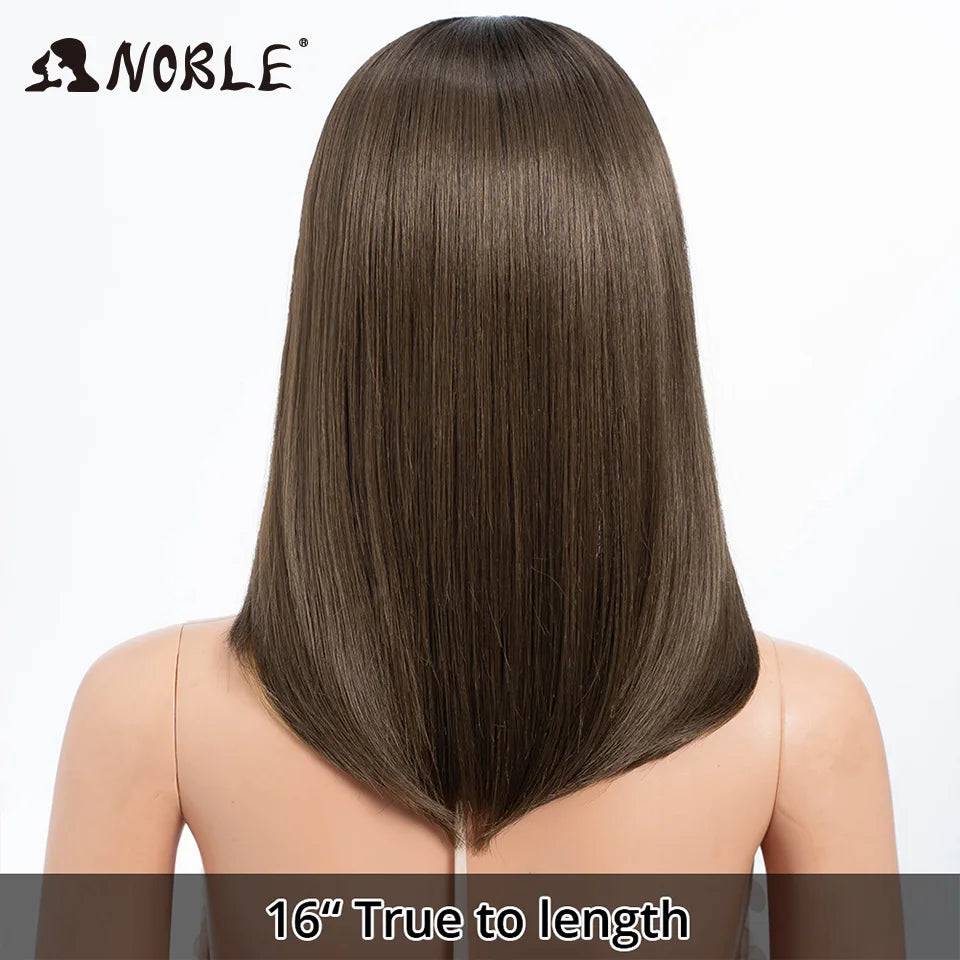 Noble Bob Wig - Silky Straight 16 Inch Synthetic Wig with Bangs for Cosplay and Daily Wear