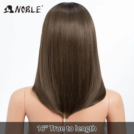 Noble Bob Wig - Silky Straight 16 Inch Synthetic Wig with Bangs for Cosplay and Daily Wear