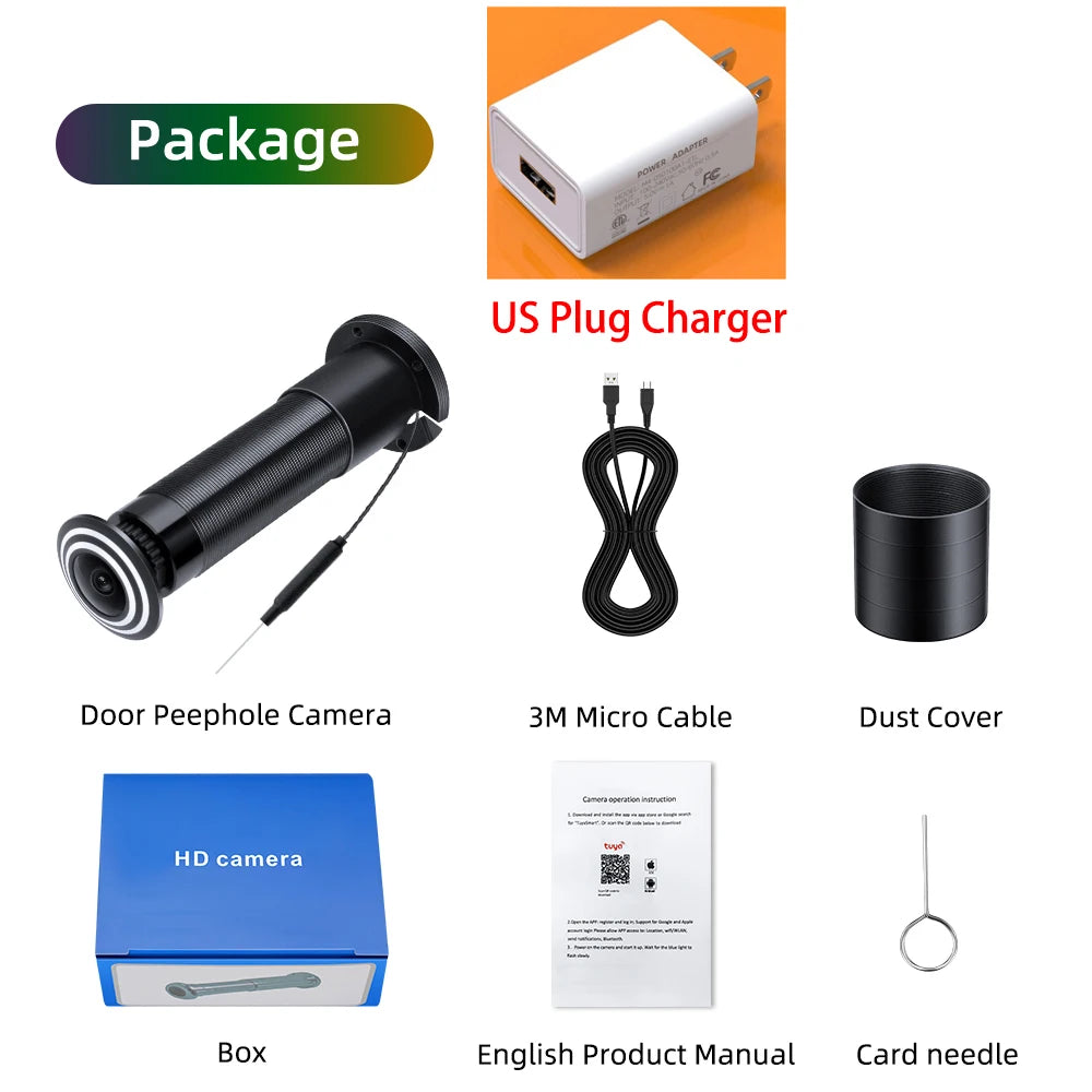 Camaroca 1080P Peephole Door Eye Camera &ndash; Motion Detection Peephole US Charger / with 64GB TF Card / CHINA