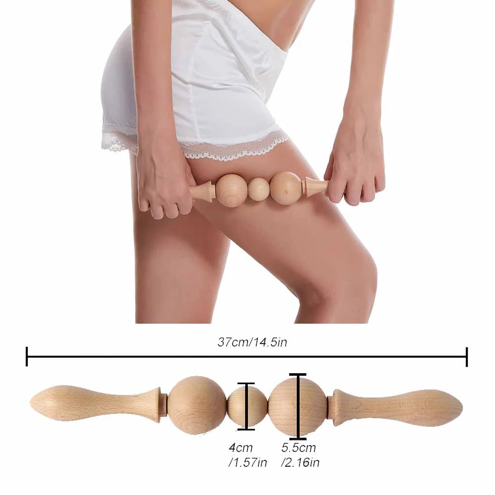 Wood Therapy Roller Gear Stick &ndash; High-Quality Natural Wood Massage Tool 8