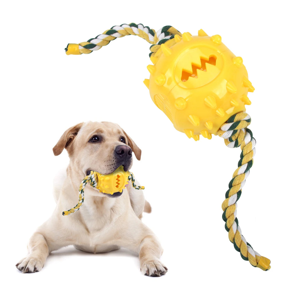 Dog Chew Toy &ndash; Interactive Teeth Cleaning and Food Dispensing Yellow