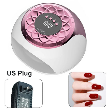 New UV Nail Lamp 268W &ndash; Fast Gel Curing for Home Salon Use Pink US Plug