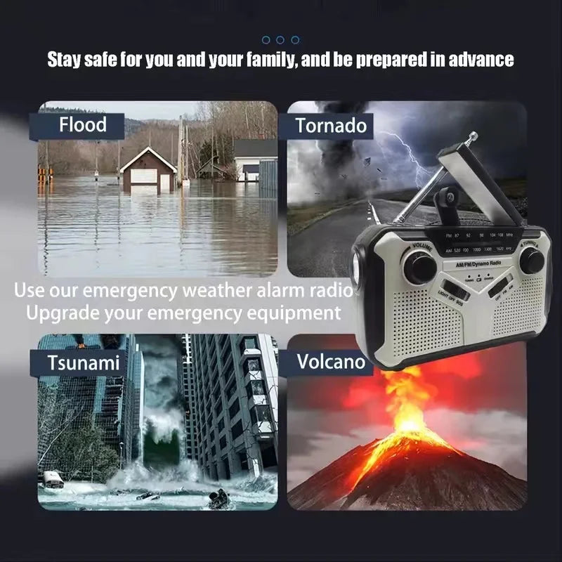 Solar Radio Dynamo Emergency Radio &ndash; 4000mAh Battery