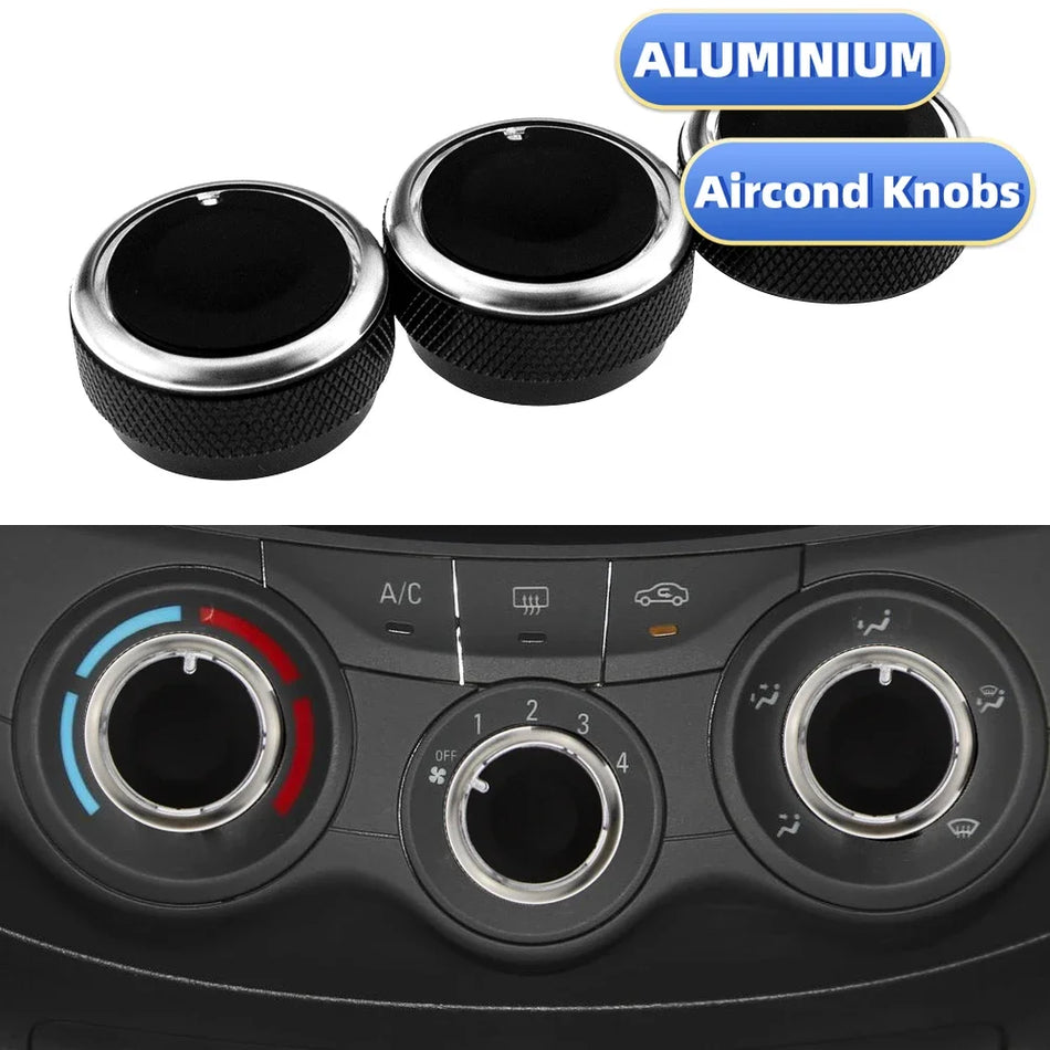 Car AC Knob Set for Chevrolet Sail 2008-2014, 3-Piece Aluminium Alloy Replacement Knobs