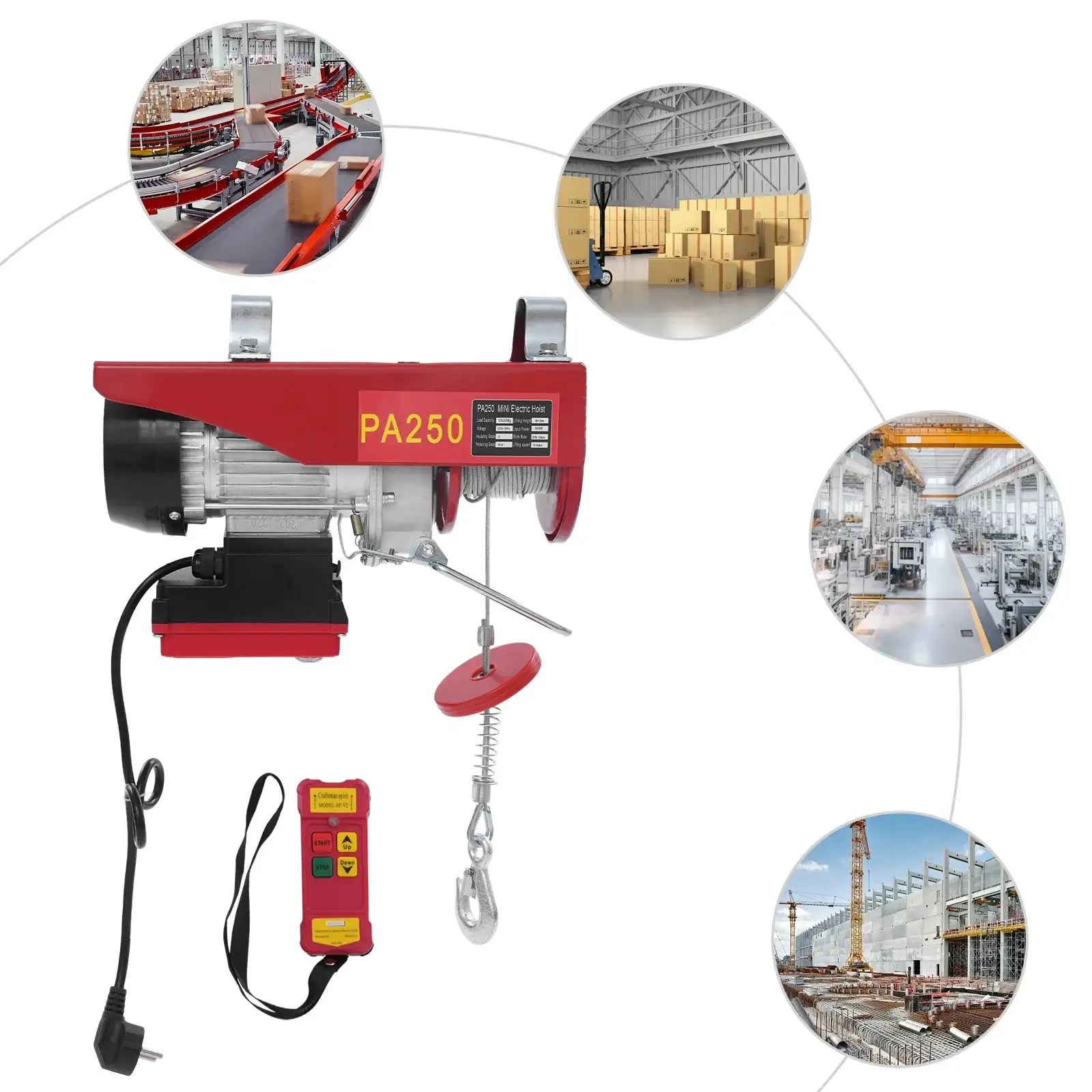 250kg Electric Hoist Lifting Crane &ndash; Double Rope Winch