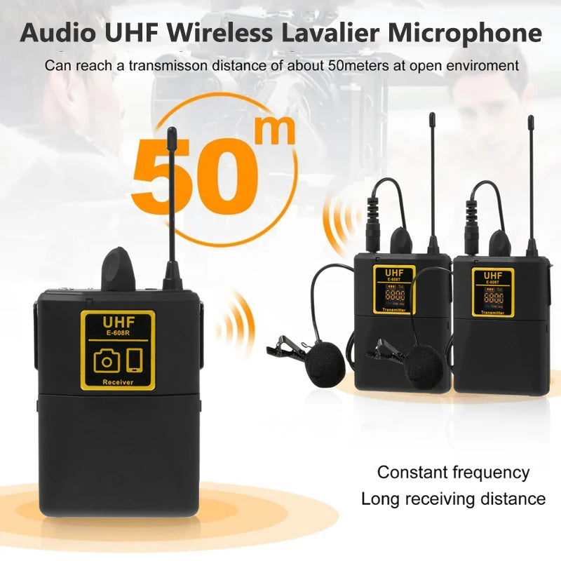 Luxuglow UHF Wireless Lavalier Mic &ndash; 30 Channel 50m Range