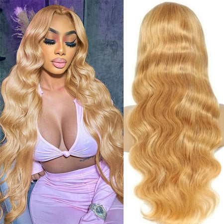 SYLPHAIR 13x4 Honey Blonde Body Wave Human Hair Lace Frontal Wig 200 Density