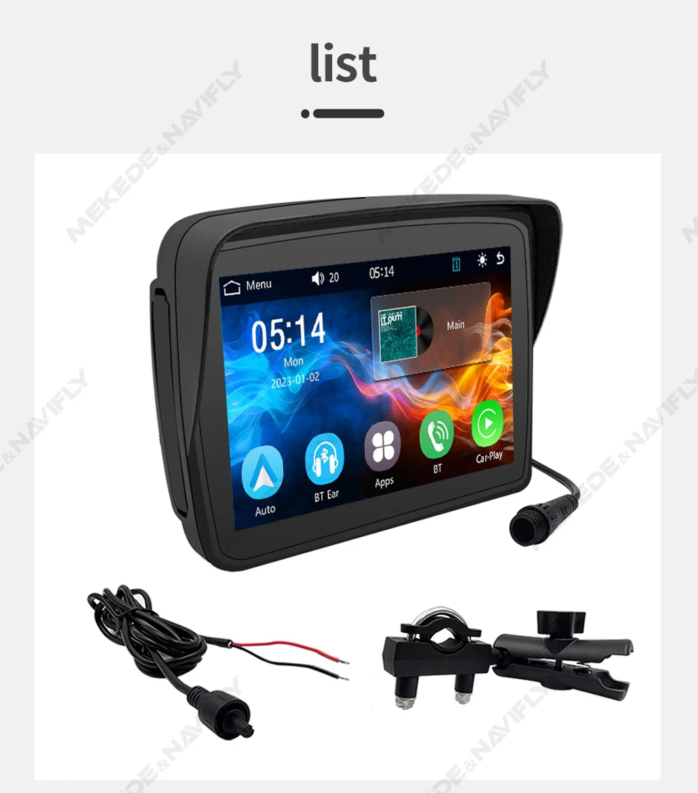 NaviFly 5 Inch Motorcycle GPS &ndash; Wireless Carplay and Android Auto Support