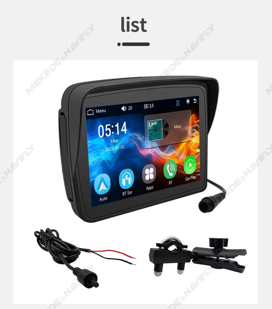 NaviFly 5 Inch Motorcycle GPS &ndash; Wireless Carplay and Android Auto Support