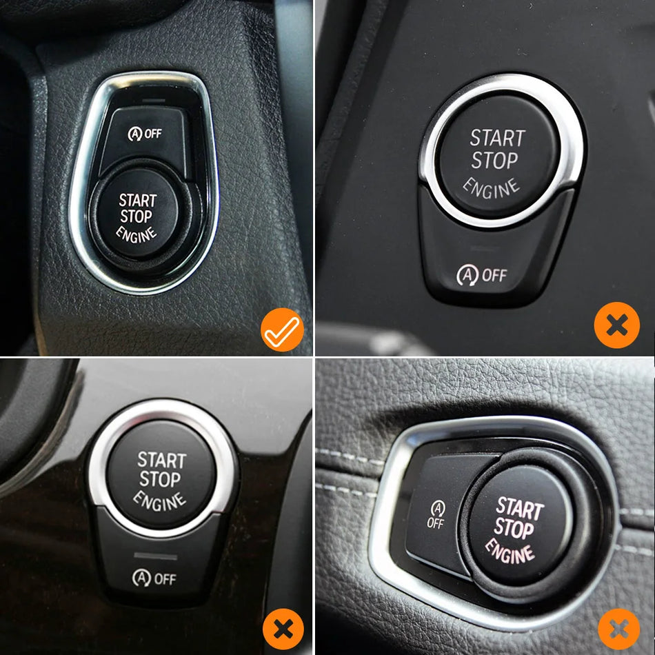 Start-Stopp-Tastenabdeckung für BMW 1er Reihe 2er Reihe 3er Reihe 4er Reihe Schwarze Premium-Oberfläche
