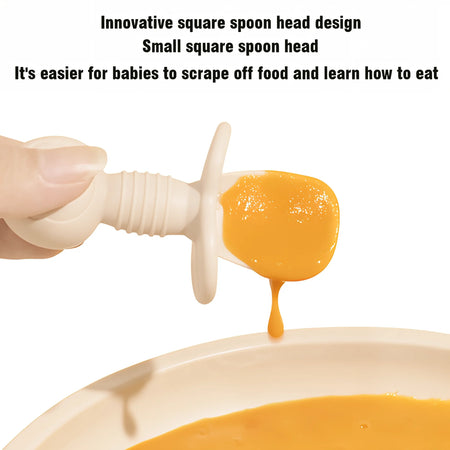 CZSAE 2pcs Silicone Spoon &amp; Fork Set for Baby Feeding