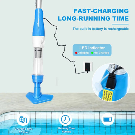 Rechargeable Pool Vacuum Cleaner Handheld - Powerful 25L/min