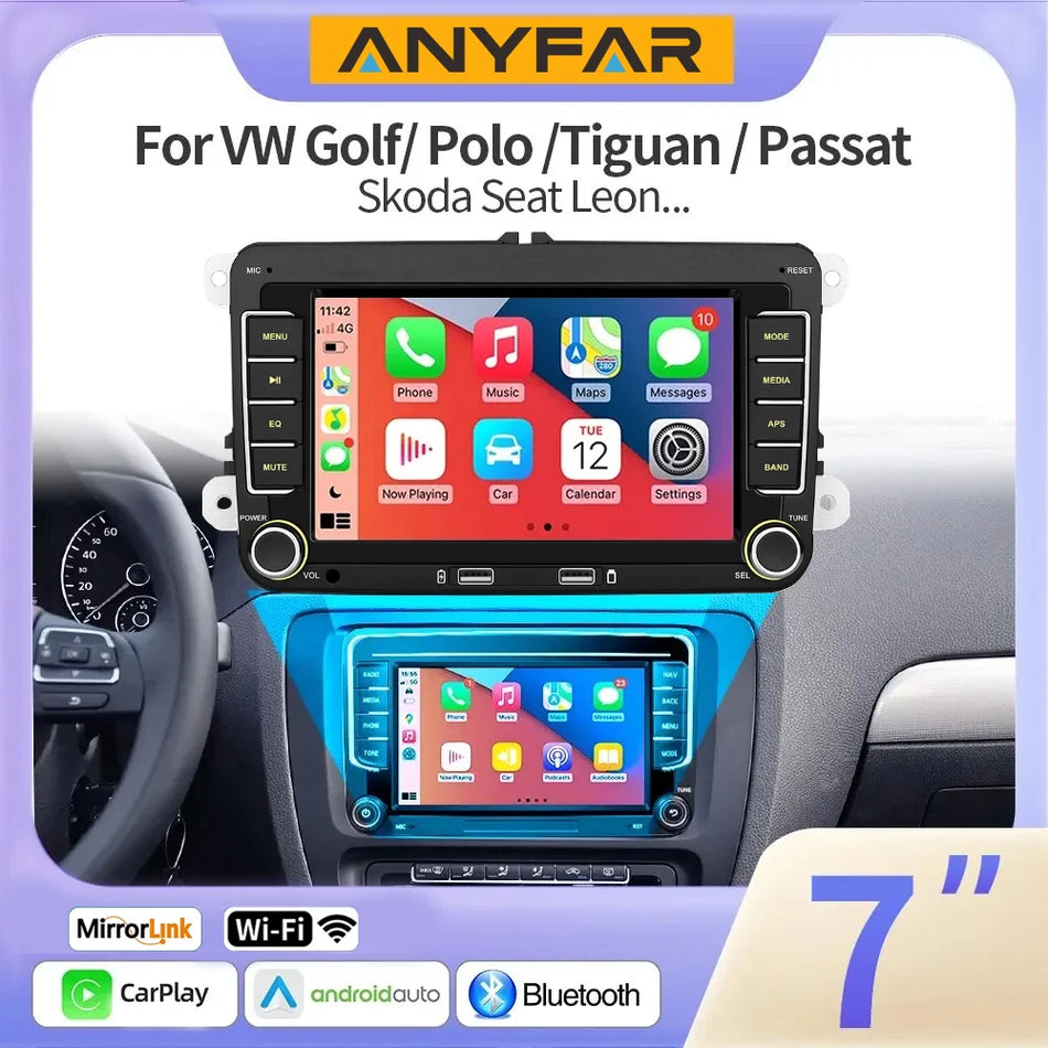 MP5 плейър за автомобил Volkswagen с FM радио, Bluetooth, Android Auto, CarPlay