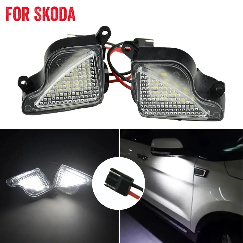 Side Mirror Puddle Lamps Canbus LED 6000K White For Skoda Superb Mk2 Octavia 2 2pcs by InterCyprus Trading Ltd