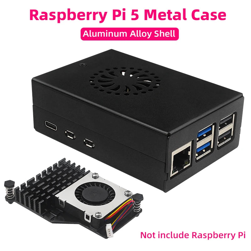 Raspberry Pi 5 Metal Case &ndash; Durable Aluminum Alloy Design