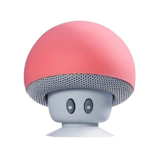 Mushroom Shaped Bluetooth Speaker with Suction Cup - Cute, Portable, Dustproof, Perfect Gift for Kids &amp; Women Red