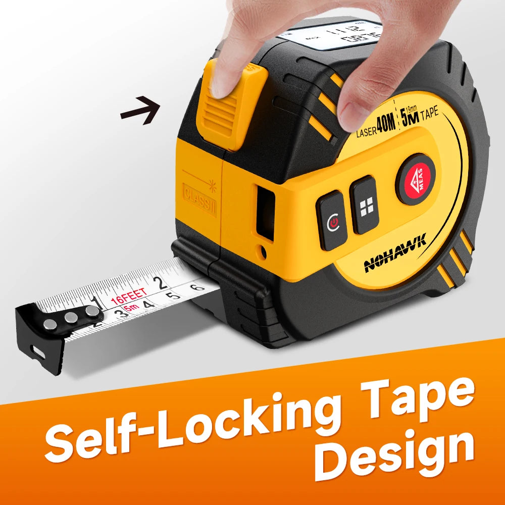 Nohawk Laser Tape Measure - 2 in 1 USB Rechargeable 40m/80m