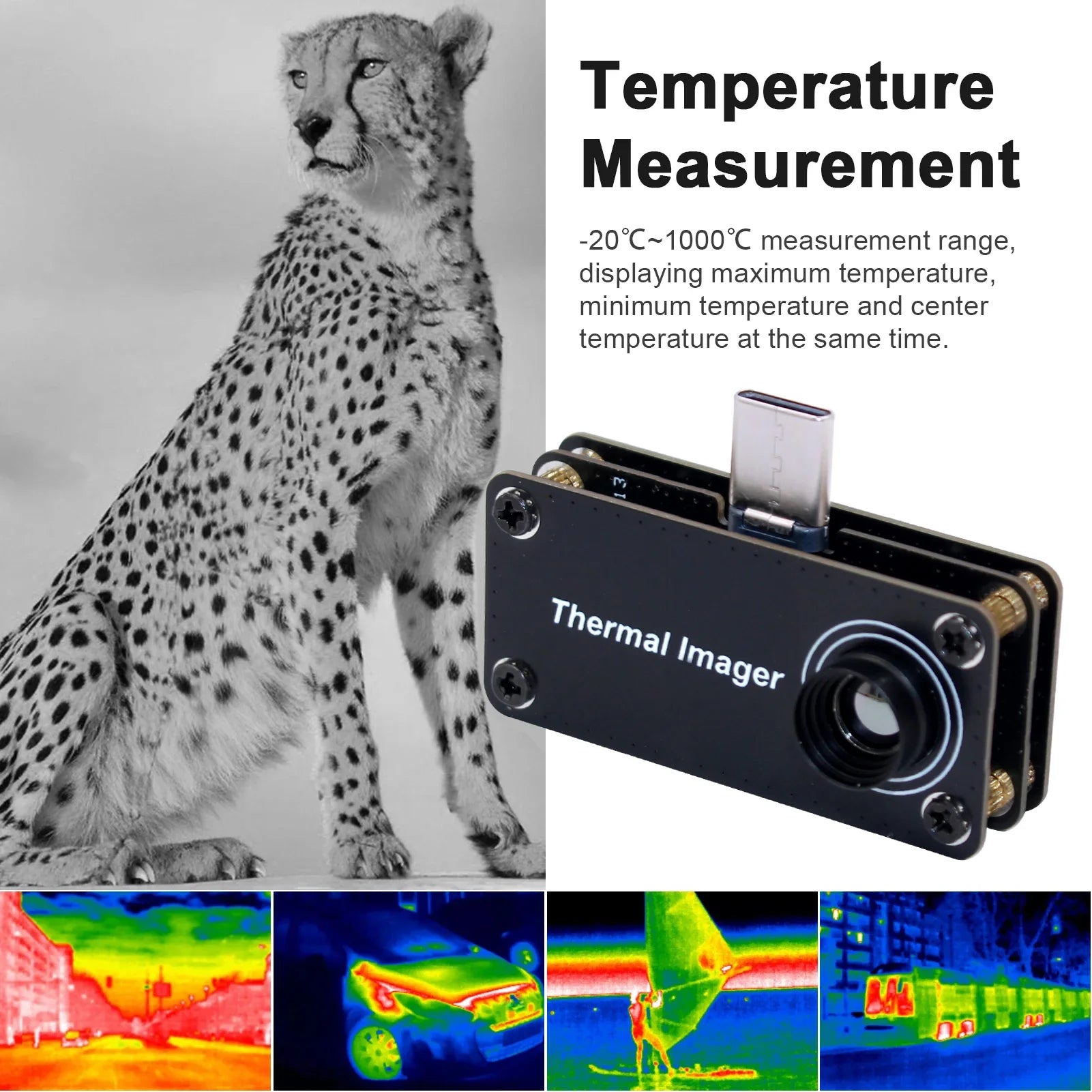 Compact Infrared Thermal Imager with Type-C for OTG APP - Temperature Range: -20u2103 to 1000u2103, 320x240 Thermal Pixels, Handheld Design