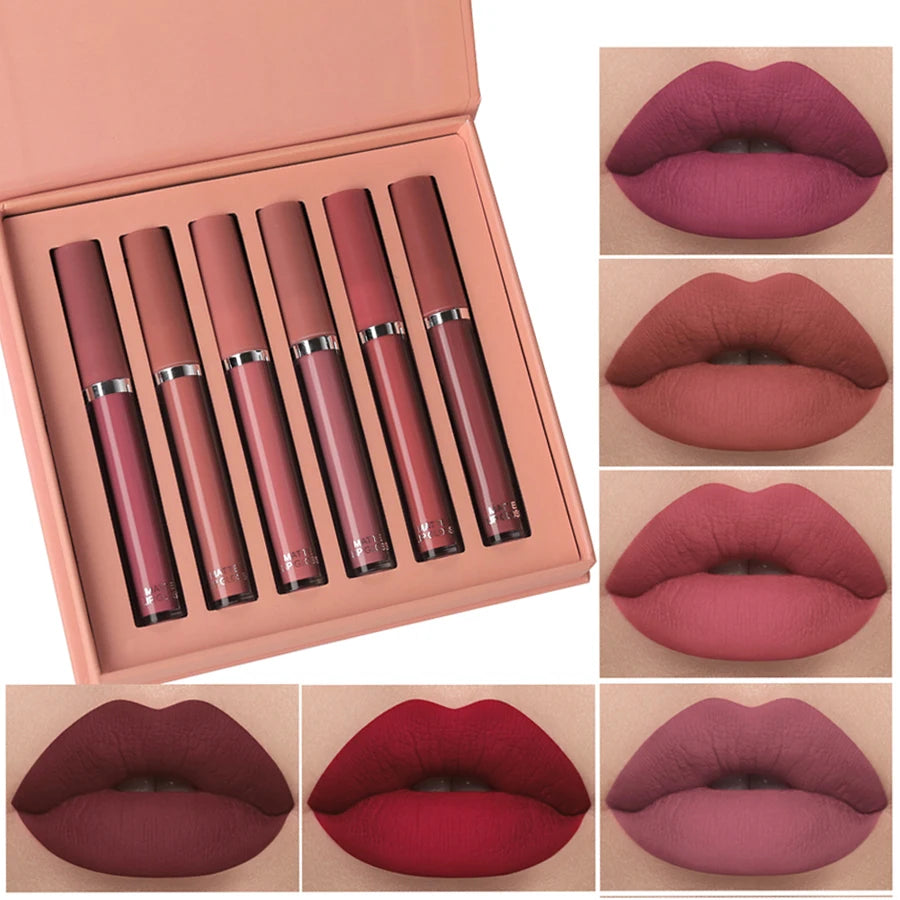 MAXFINE 6PC Matte Velvet Lip Gloss Set
