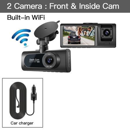 3 Channel WiFi Car DVR HD 1080P &ndash; Triple Lens Full Coverage Recording WiFi-2 Camera / None