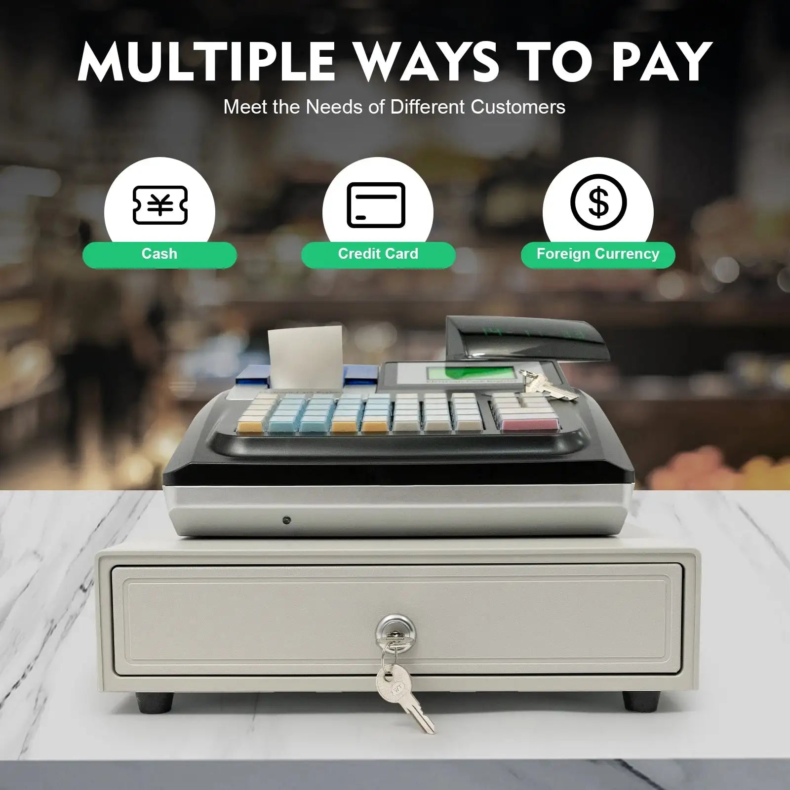 Electronic Cash Register 48keys LED - Dual Screen Display