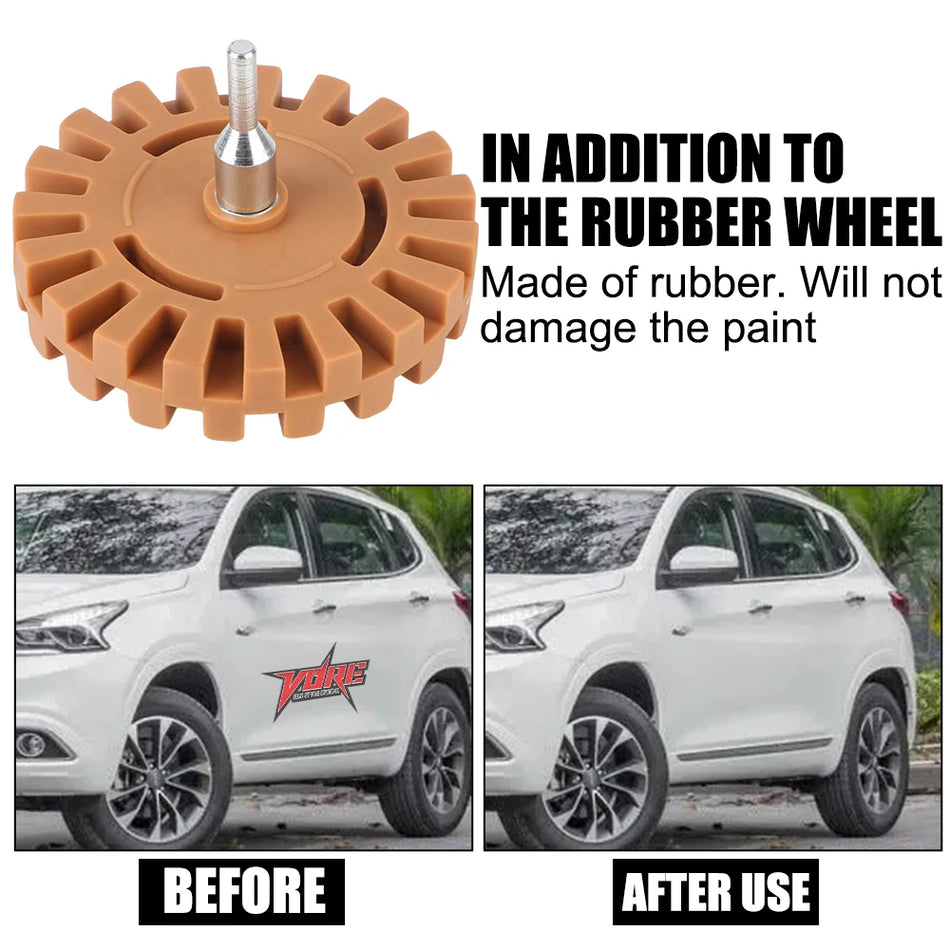 Резиновое ластик-колесо для дрели с хвостовиком 1/4 дюйма, удаление наклеек