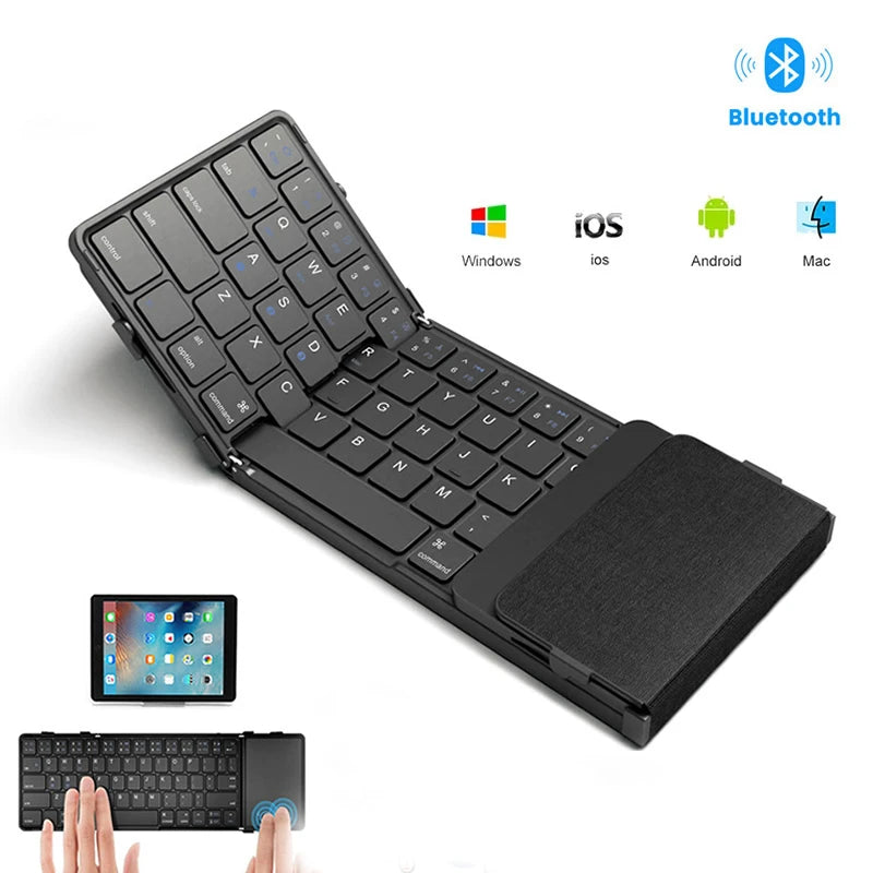 Folding Bluetooth Keyboard With Touchpad &ndash; Three Devices Portuguese