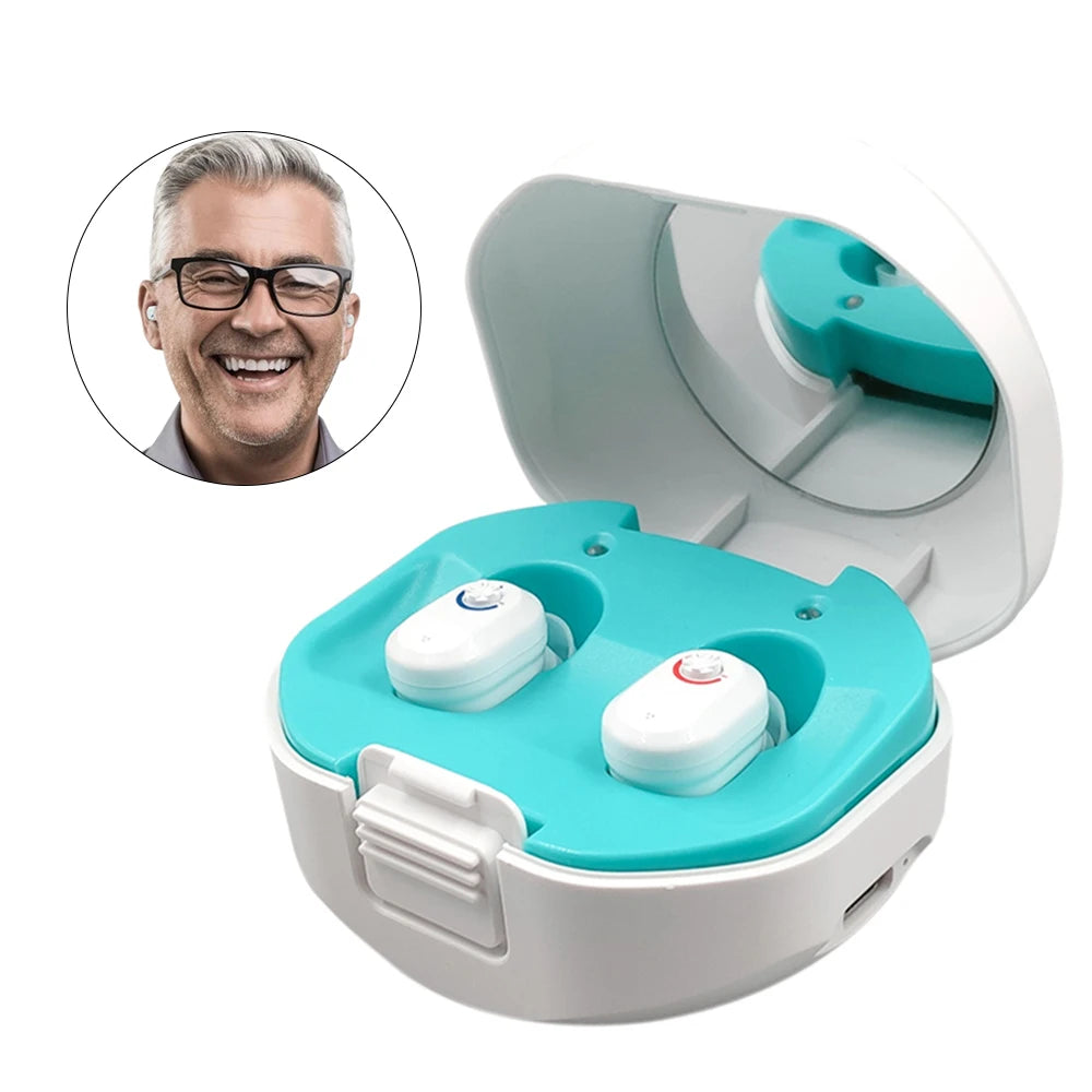 MUOXI Digital Mini Hearing Aid &ndash; Adjustable Tone Sound Amplifier white color