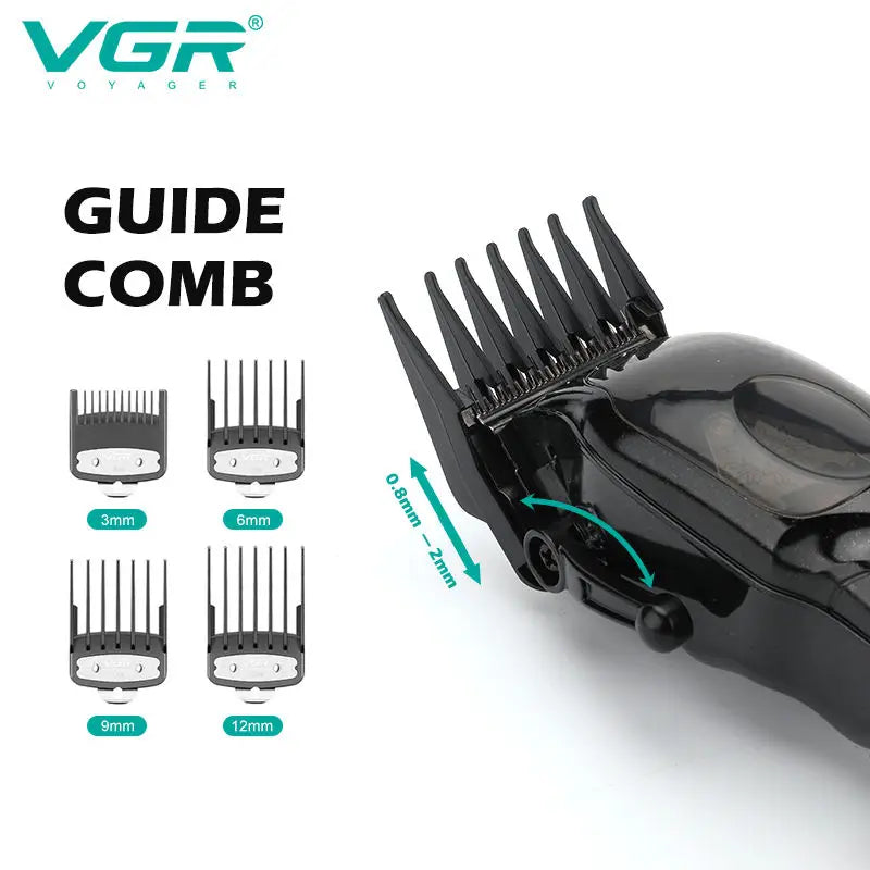 VGR Professional Hair Trimmer Cordless Barber Hair Clipper For Men Beard Electric Hair Cutting Machine Adjustable Rechargeable